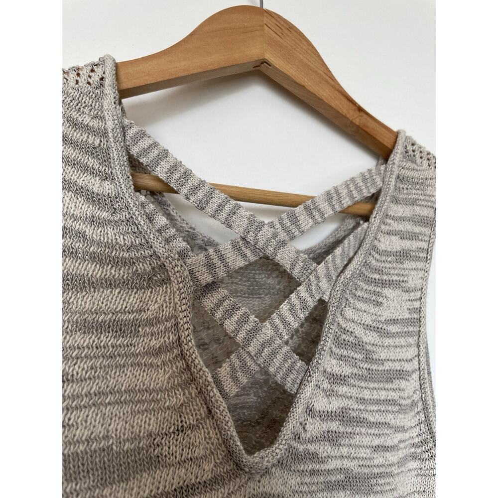 Lucky Brand Women’s Heathered Sweater Tank Crisscrossed Back Size XS Cozy Soft - Picture 4 of 6
